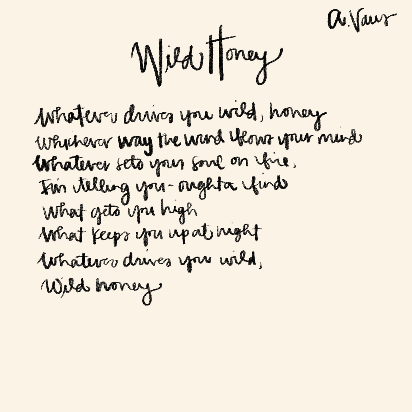 Handwritten Anna Vaus Lyrics